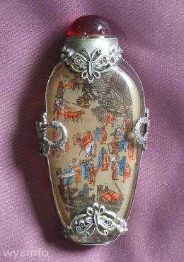 Perfume bottle - silver overlay on glass (side A)